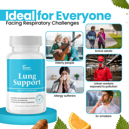 DR VITAMIN SOLUTIONS Lung Detox Supplement for Men & Women - 10-in-1 Blend w/Vitamin C & Butterbur Root - Supports Lung Health & Respiratory Function - Improves Breathing, Oxygen Flow - 30 Vegan Caps