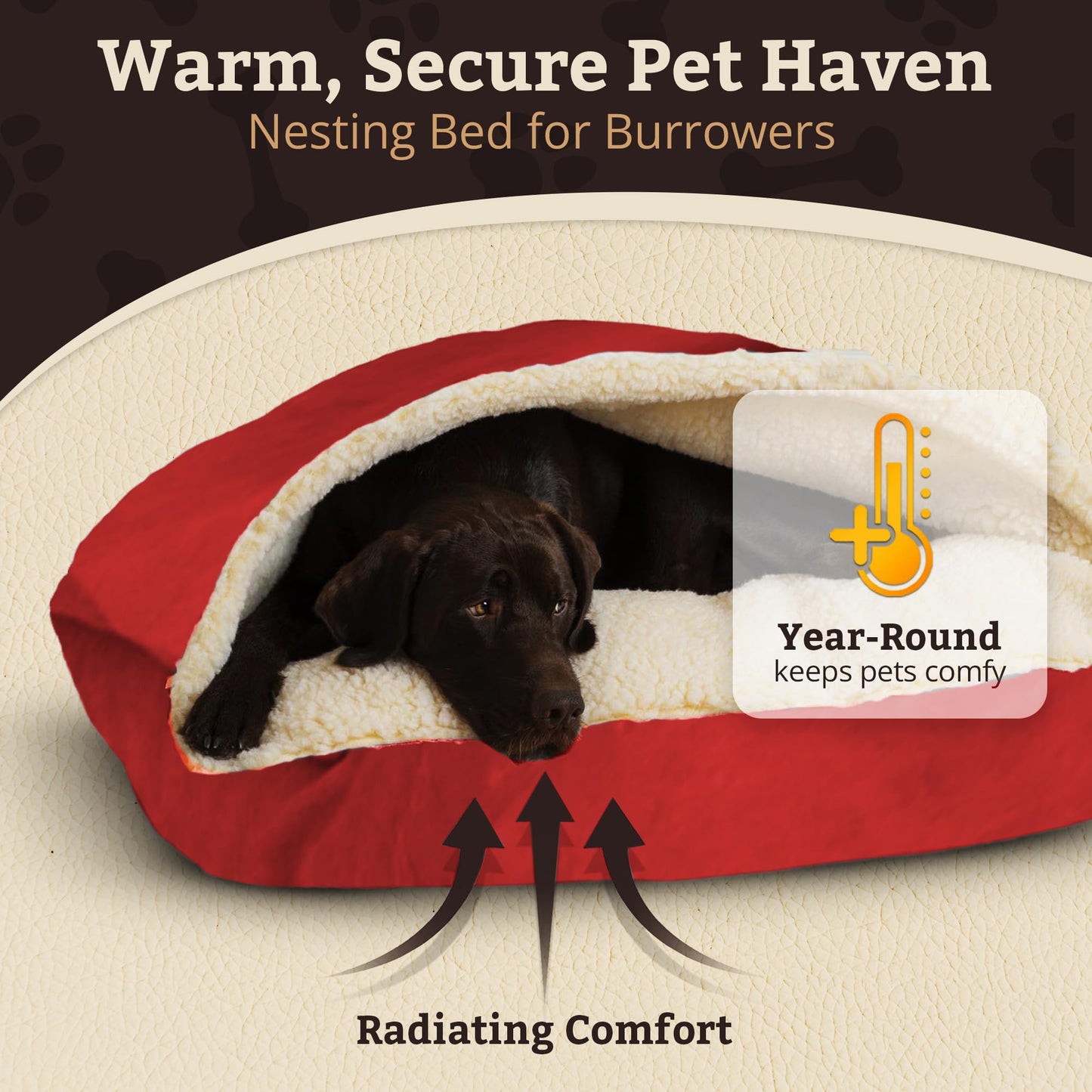 Snoozer Pet Products Rectangle Cozy Cave Dog Bed, Small, Red