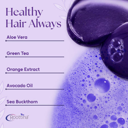 ROOTTINA Purple Shampoo and Conditioner Set for Grey Hair – Silver & White, Balance & Bright, Brass Neutralizing, High Hydration Without Drying Out, Sulfate-Free, Made in USA, 16 fl oz Each