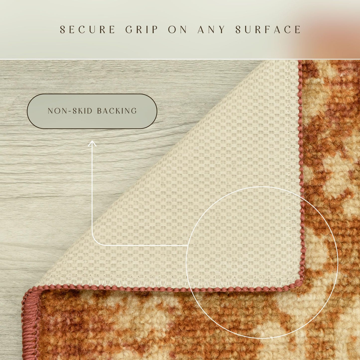 Maples Rugs Arden Vintage Distressed Area Rugs – Made in USA – Washable, Non Slip Indoor Carpet for Entryway, Foyer, Kitchen, and Bathroom, 20" x 34", Gold/Terracotta