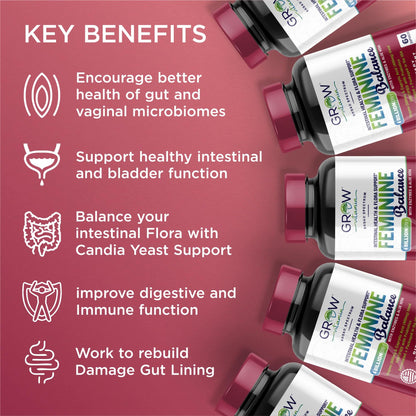 Feminine Balance Complex | Candida Support | Oregano & Caprylic Acid Blend | Vaginal Detox & Cleanse Probiotics | Supports Healthy Intestinal Flora & Immune Function