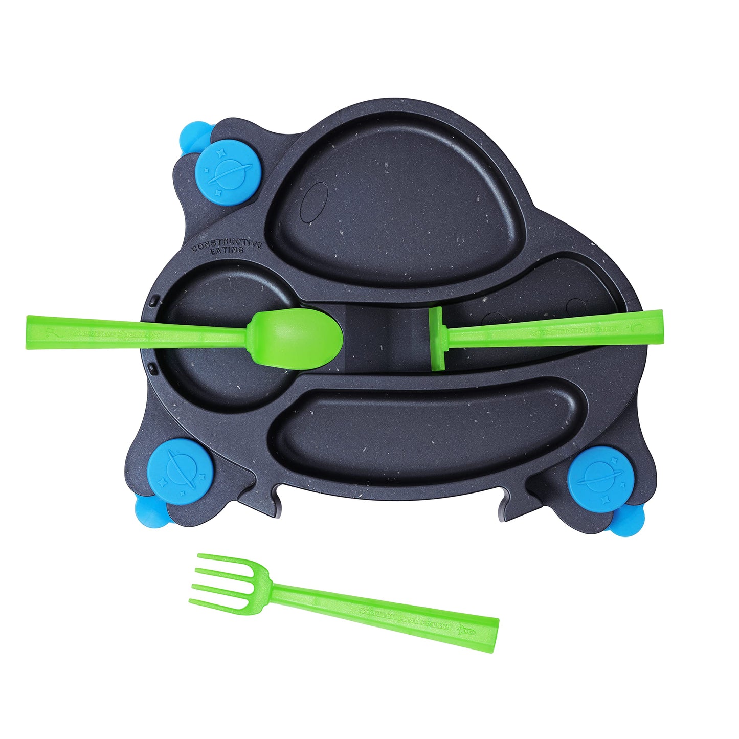 Constructive Eating Made in USA | Constructive Baby | Spacedust UFO Plate | Divided Suction Plate for Babies, Infants, and Kids – Made with Materials Tested for Safety