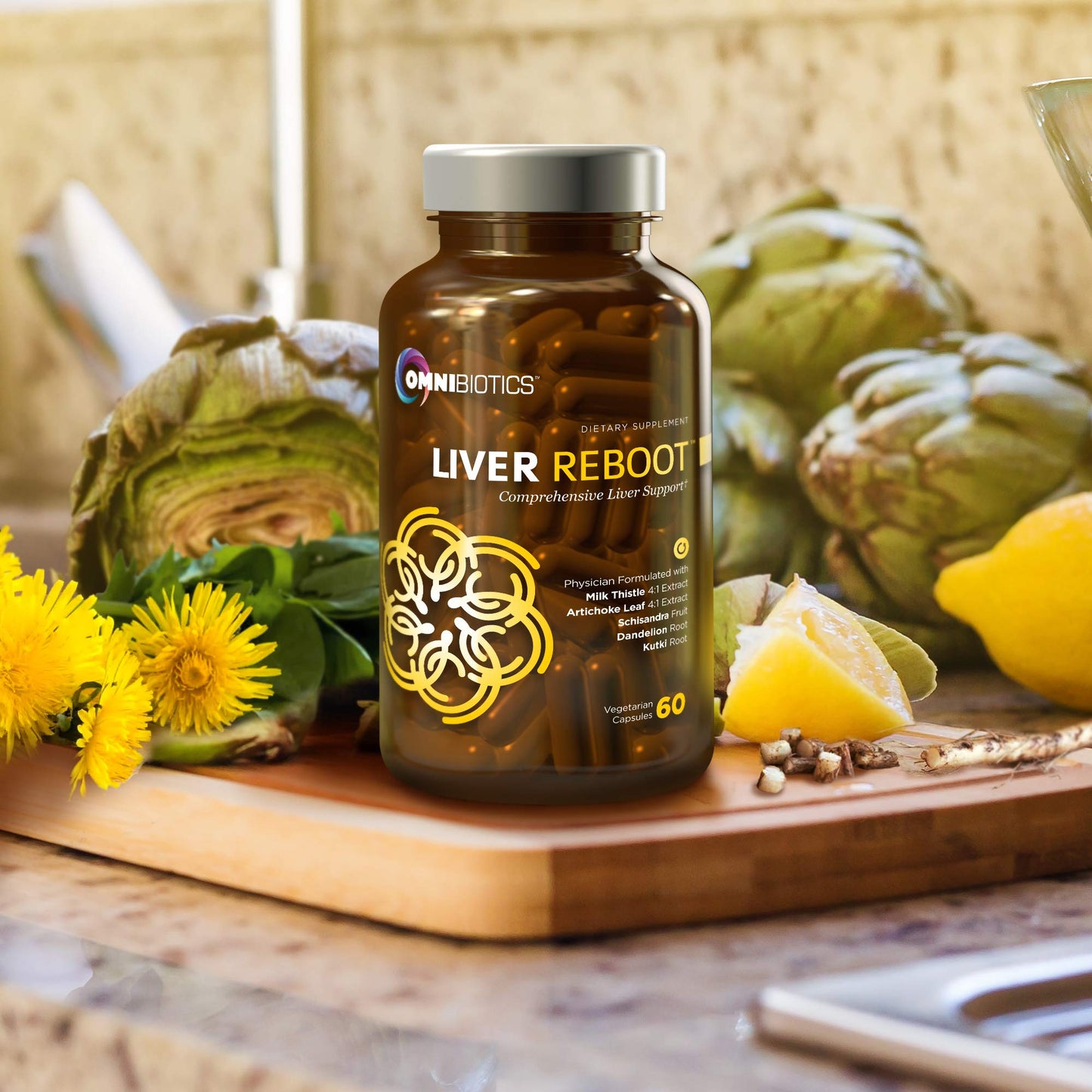 OmniBiotics Liver Cleanse Detox & Repair Supplement – Milk Thistle, Dandelion Root, Alpha Lipoic Acid, Artichoke Extract, Schisandra, Silymarin – 60 Vegan Capsules