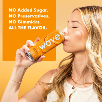 WAVE Organic Sparkling Drink | Low Calorie Drink, Black Tea Orange Lightly Carbonated | Great Natural Soda Alternative | USA Made Kosher No Added Sugar, Color, & Artificial Ingredients |12 Pack