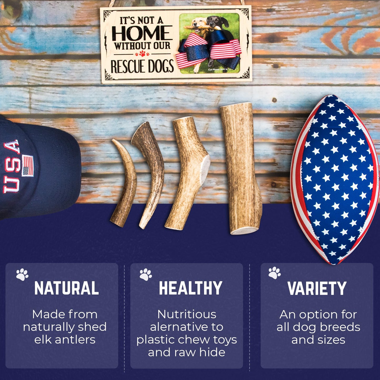 Devil Dog Pet Co. Elk Antlers for Dogs, Monster 9"+, 1 Pack, Grade A Long Lasting Chew for Aggressive Chewers, Premium USA Naturally Shed Antler – Healthy, No Odor, Durable Dog Chew