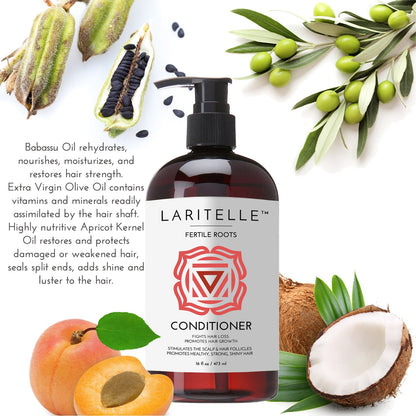 Laritelle Organic Anti-Thinning Conditioner | Fortifying, Strengthening & Rejuvenating | Prevents Hair Loss and Shedding, Promotes New Hair Growth | Ayurvedic Herbs, Lavender, Ginger, Rosemary