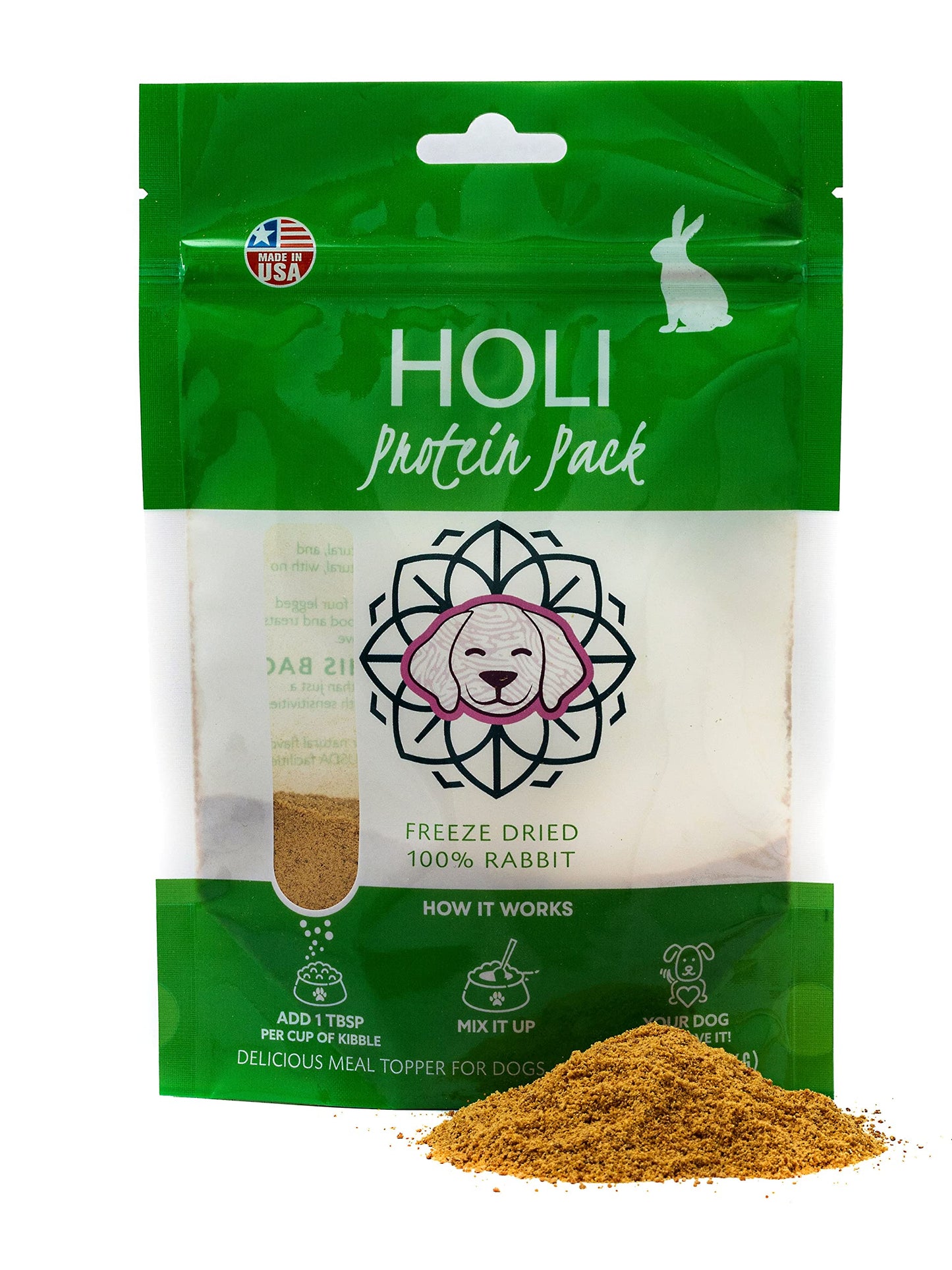 HOLI Single Ingredient Dog Food Protein Topper - Made in USA – Human-Grade Freeze Dried Dog Food Mix in Topping – Grain Free, Gluten Free – 100% All Natural