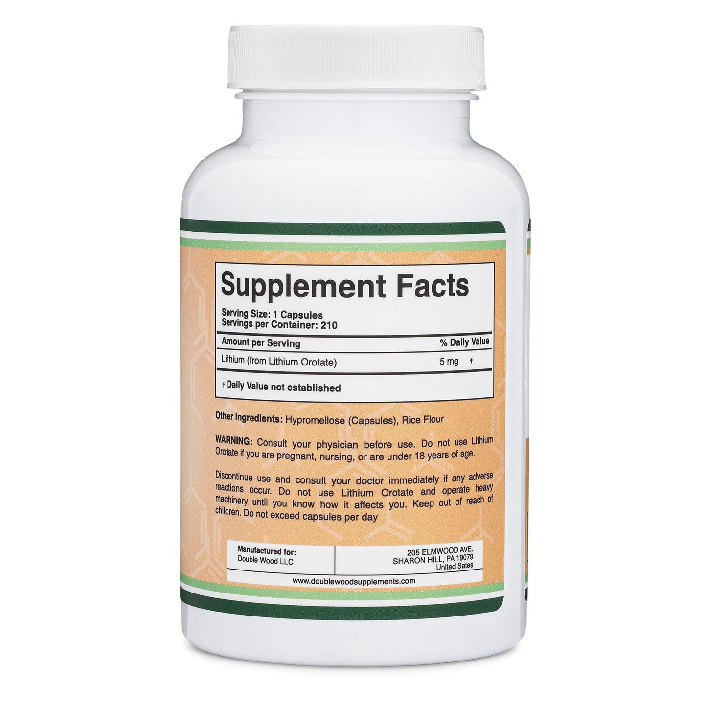 Lithium Orotate 5mg, 210 Capsules (Third Party Tested, Vegan Safe, Non-GMO) for a Calmer Mind, More Balanced Mood, and Better Rest at Night by Double Wood Supplements