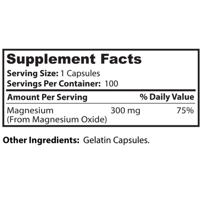 Dr. Clark Magnesium Oxide Supplement, 300mg, 100 Gelatin Capsules