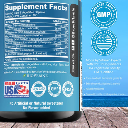 grow vitamin Electrolyte Capsules – Sugar-Free Electrolyte Tablets for Energy, Endurance & Hydration. Keto-Friendly Salt Pills, No Maltodextrin. Perfect for Fitness & Daily Hydration – 100 Caps