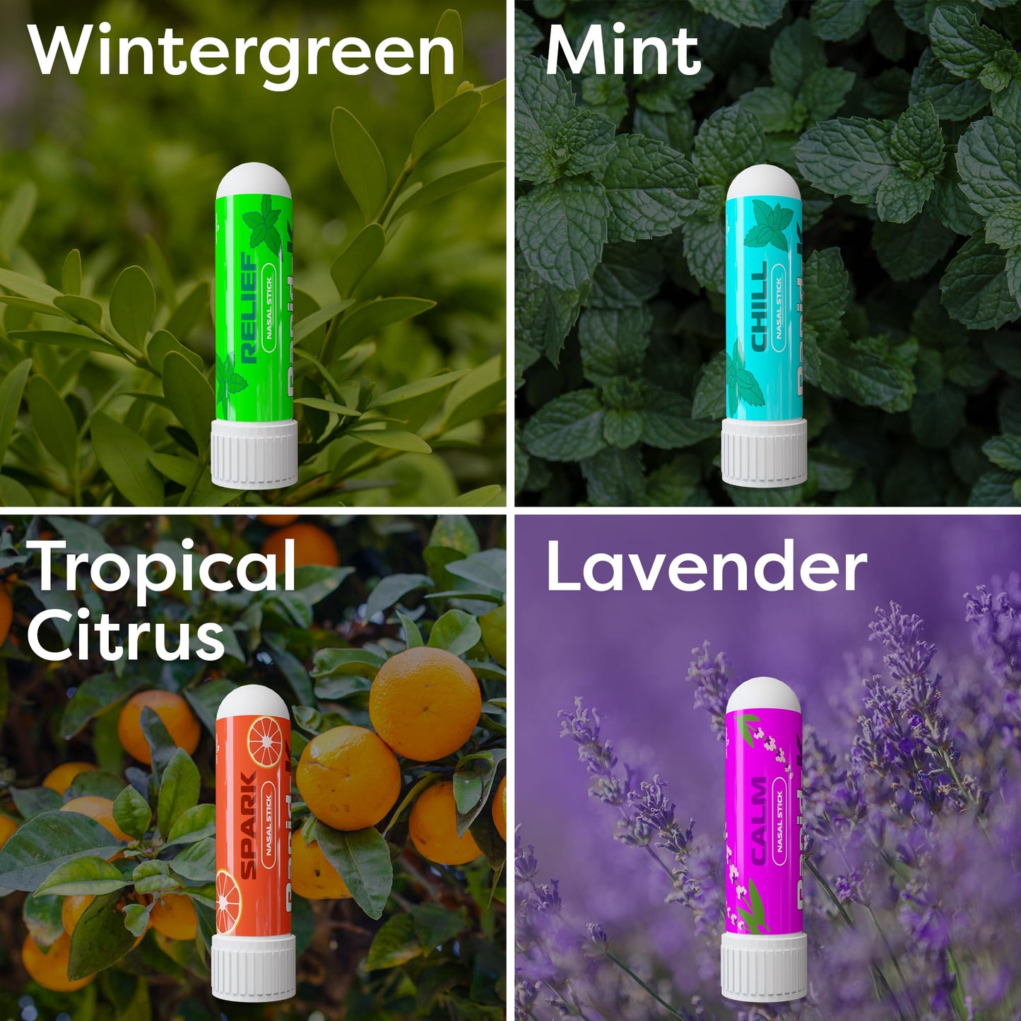 Nasal Sticks (Mint) – Nasal Inhaler Stick for Allergy Support, Sinus Relief, Focus Boost – Menthol Vapor Inhalers with Essential Oils (Chill)