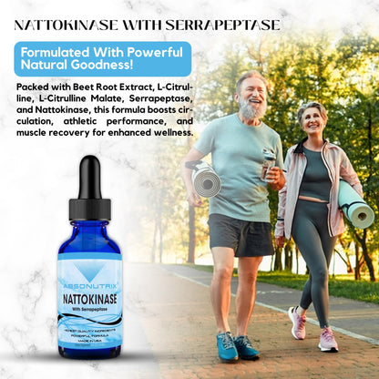 Absonutrix Nattokinase with Serrapeptase Supplement Liquid Drops - A, 390 mg, 4 FL OZ Liquid, 302 Servings, Made in USA, Beet Root Extract, Gluten-Free, Non-GMO, GMP Certified