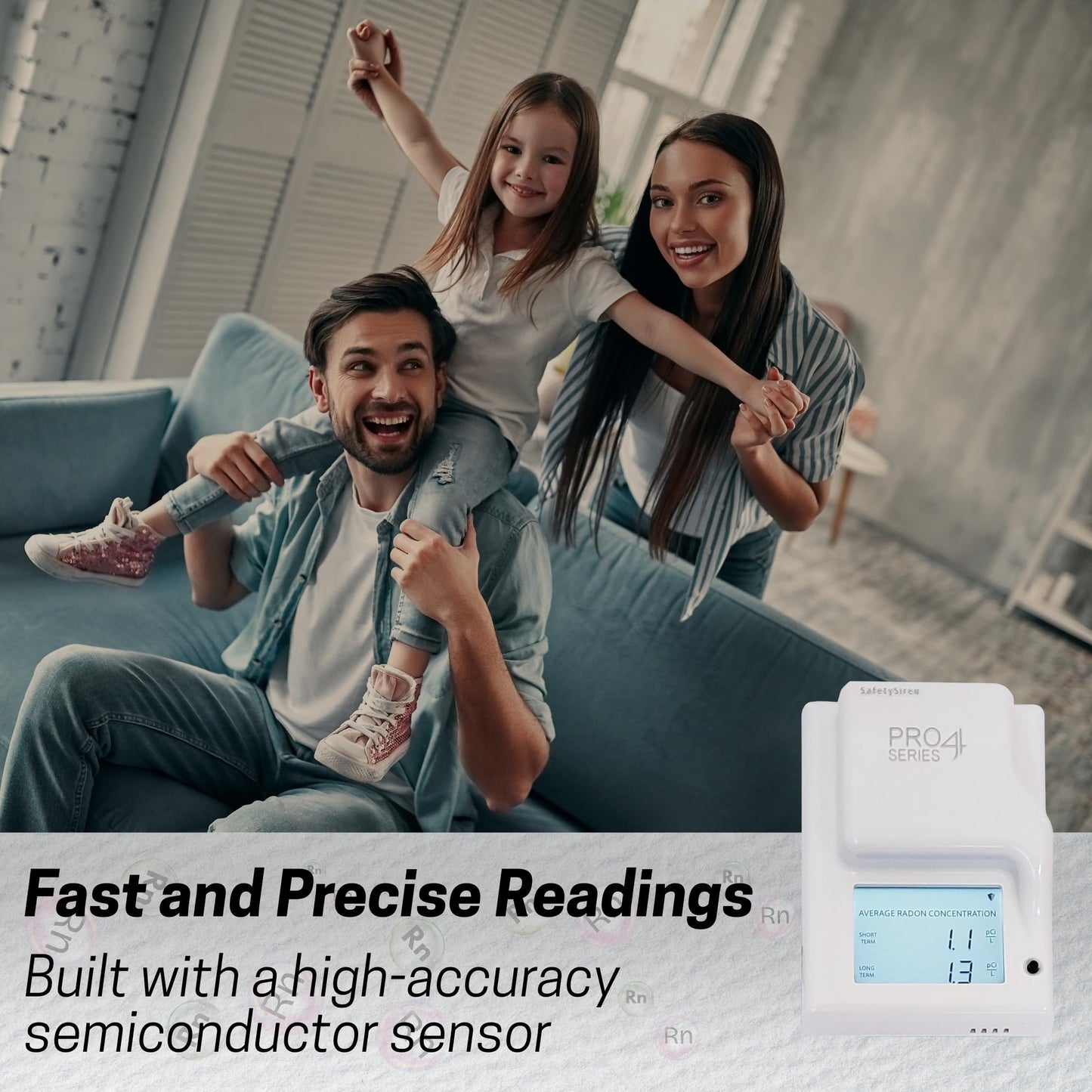 Safety Siren Pro4 Radon Detector – Continuous Radon Gas Monitoring for Home, Basement, Garage, Office & Commercial Use | Short & Long-Term Radon Detection | Made in USA, Since 1993