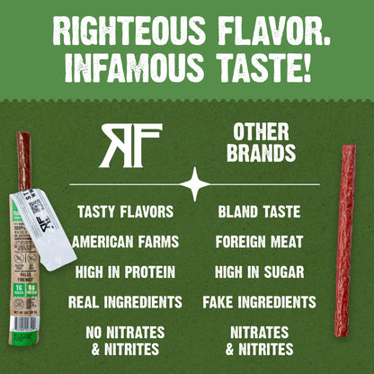 Righteous Felon Meat Sticks | 100% Turkey Sticks | Gluten Free & Keto Meat Sticks | Low Sugar & High Protein Turkey Sticks| Healthy Snack for Adults | Jerky Gifts for Men | Lemon Pepper, 10 Pack