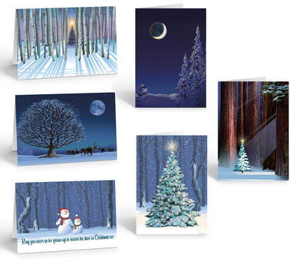 Stonehouse Collection Assorted Christmas Cards | Winter Forest Holiday Boxed | USA Made | 18 Beautiful Christmas Cards & Envelopes (Forest)
