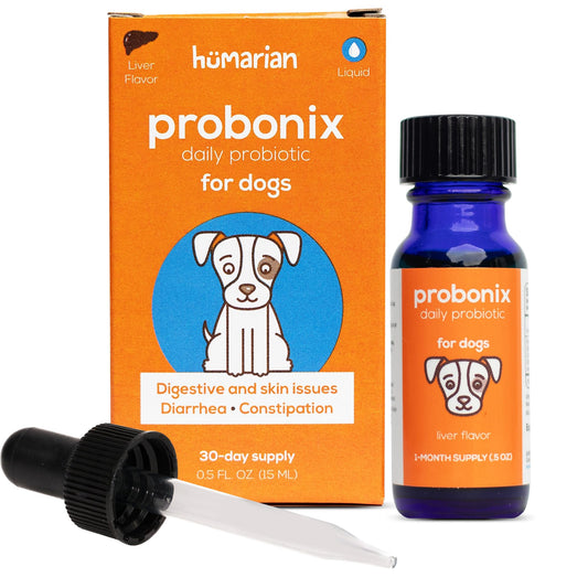 Humarian Probonix Liquid Probiotics for Dogs - 8-Strain Dog Probiotic Drops to Fortify Canine Gut Health, Dental Health, Immunity and More - 30-Day Supply - Liver Flavor