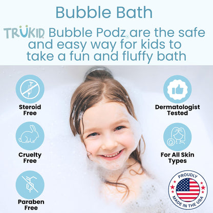 TruKid Bubble Podz Bubble Bath for Kids, Toddlers, & Babies, Tear Free Gentle & Refreshing Bath Bomb for Sensitive Skin with Natural Moisturizers, Non-Toxic, pH Balanced, Lavender Scent (24 Podz)