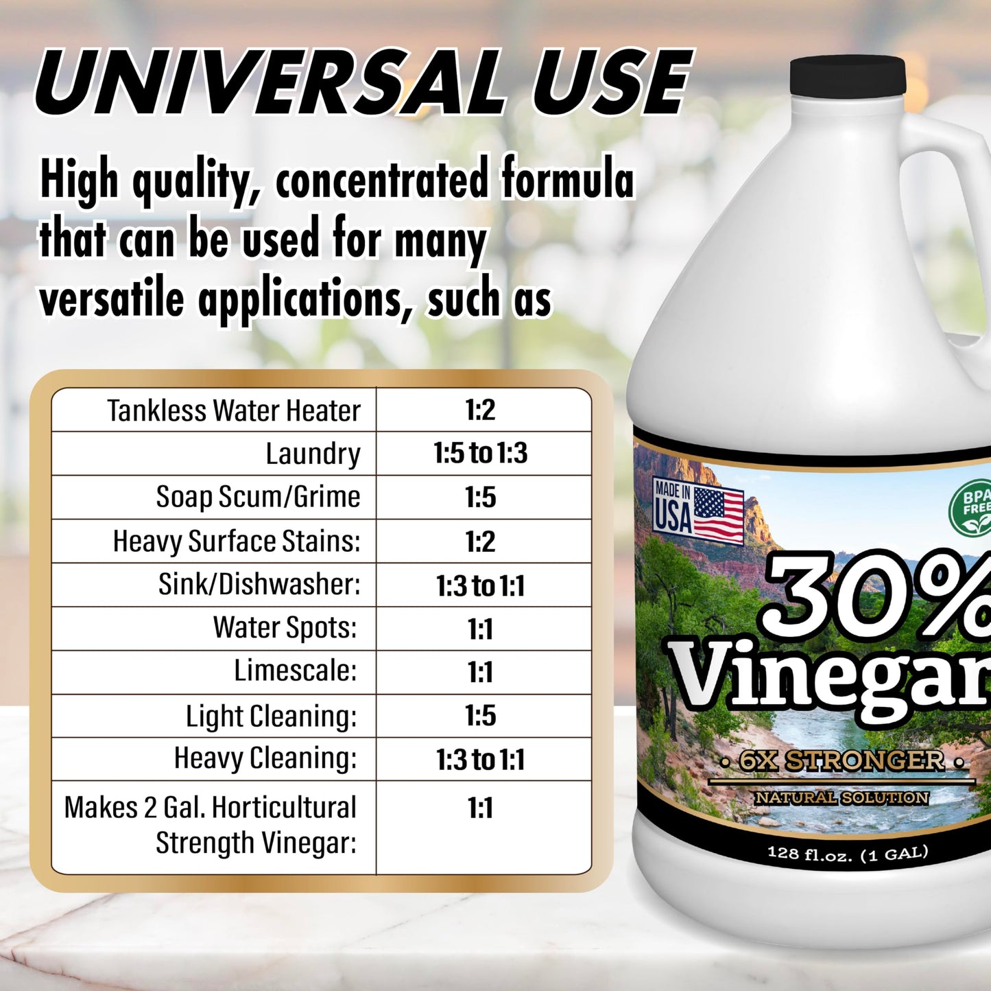 Nature's Freedom 30% Concentrated Vinegar, 2 Gallons - 6X Strength