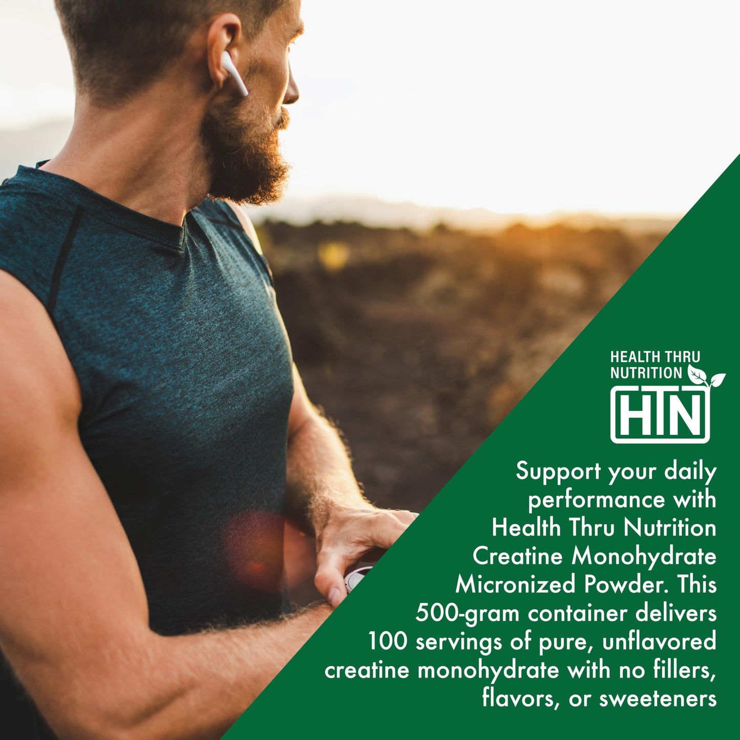 Health Thru Nutrition Creatine Monohydrate Micronized Powder – 500g Pure Unflavored – 5g Per Scoop – Workout Support, Muscle Fuel and Recovery Bulk Supplement | Non-GMO, Vegan