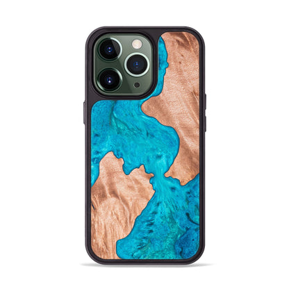 Carved - Designed for iPhone 13 PRO | Burl Wood & Resin Traveler Case | MagSafe Compatible Magnet | One-of-A-Kind Inlay | Made in USA | Map of New Zealand