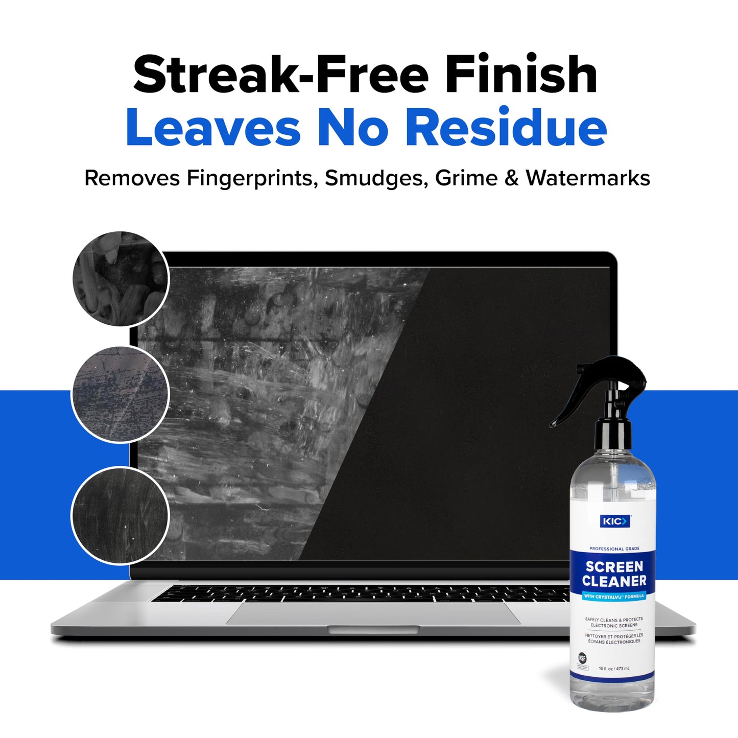 Screen Cleaner Spray (16oz) with CrystalVu® - Includes Premium Microfiber Cloth - TV Screen Cleaner, Car Screen Cleaner, Safe for Smartphone, Tablet, Touchscreen - Professional Cleaner - Made in USA