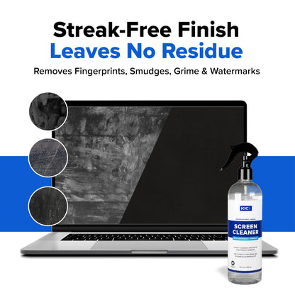 Screen Cleaner Spray (16oz) with CrystalVu® - Includes Premium Microfiber Cloth - TV Screen Cleaner, Car Screen Cleaner, Safe for Smartphone, Tablet, Touchscreen - Professional Cleaner - Made in USA