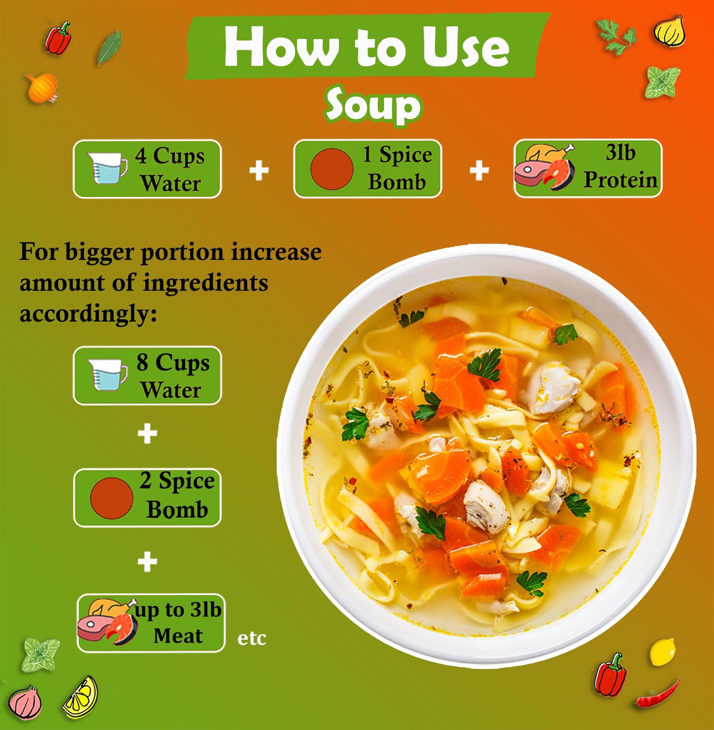 Universal Spice Bombs Seasoning Pack of 4 - Spice Mix for Soup, Stew, Marinade