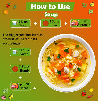 Universal Spice Bombs Seasoning Pack of 4 - Spice Mix for Soup, Stew, Marinade