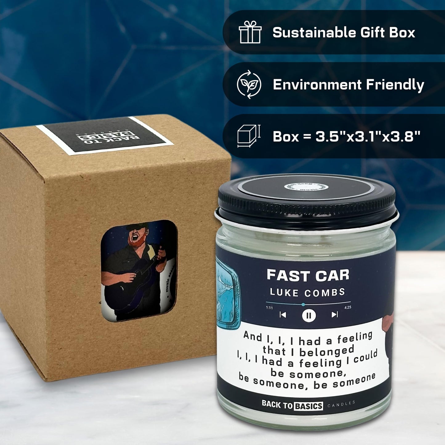 Back to Basics Candles | Fast Car - 9oz Soy Wax Fir Balsam Scented Candle for Home Decor, Birthday Gifts for Women, Men, Best Friend | Relaxing Aromatherapy Made in USA