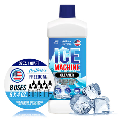 Nature's Freedom Ice Machine Cleaner - Quart (8 Uses) - Nickel-Safe Descaler, Made in USA, Universal Compatibility for Commercial/Residential Ice Makers such as Whirlpool, Scotsman and All
