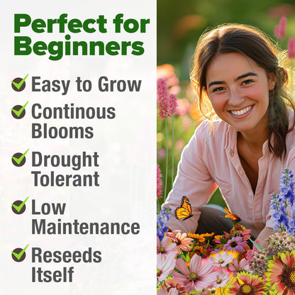 HOME GROWN Monarch Butterfly Wildflower Seeds Mix (2oz) 20000+ 𝗡𝗢𝗡-𝗚𝗠𝗢 𝗨𝗦𝗔 Milkweed Seeds for Monarch Butterflies, Bulk Perennial Wildflowers, Annual Flowers for Pollinator Gardens