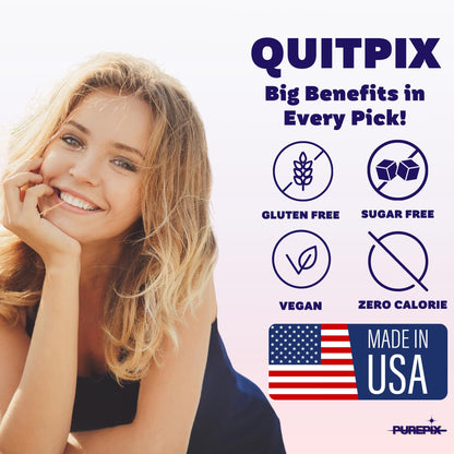 PurePix QuitPix to Help Quit Smoking - Flavored Toothpicks Extra Thick & Long Boosting with Lobelia Plant to Help Stop Smoking - Oral Fixation - Nicotine Free - Watermelon Mint 3 Pack