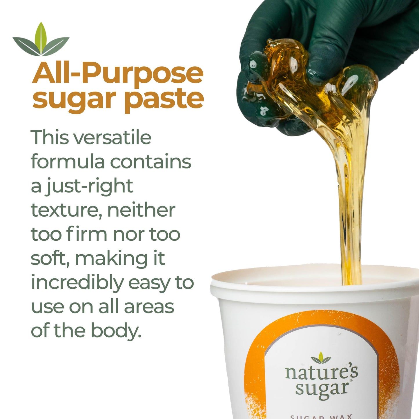 Nature’s Sugar Wax All-Purpose Sugaring Paste for Legs, Back, Arms, Chest - 32oz - Beginner-Friendly Sugar Wax Hair Removal for All Skin Types - Vegan & Cruelty-Free
