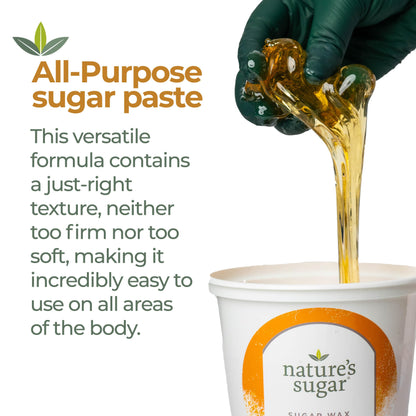 Nature’s Sugar Wax All-Purpose Sugaring Paste for Legs, Back, Arms, Chest - 32oz - Beginner-Friendly Sugar Wax Hair Removal for All Skin Types - Vegan & Cruelty-Free