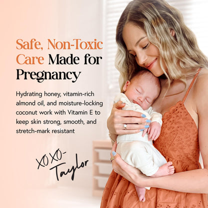 Stretch Mark Cream for Pregnancy – Non-Toxic Preggie Paste Belly Butter from Taylor's Postpartum Essentials, Pregnancy Must Haves, Belly Firming Cream with Manuka Honey & Vitamin E, 3.7oz Tummy Butter