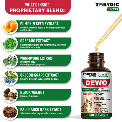 Tobydic Cats & Dogs Natural Broad Spectrum Intestinal Defense & Digestive Liquid Herbal Support - Promotes Gut Health - Supplement Drops Made in USA