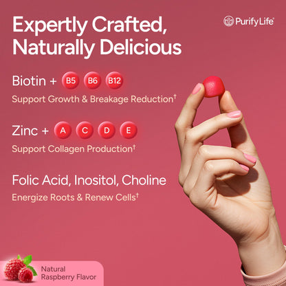 (Bulk - 120ct) Hair Growth Optimizer - Vegan Biotin Gummies - Tasty Biotin Supplement for Women & Mens Thicker Hair - Nail Growth & Strengthener for Brittle Breaking Nails & Skin Health, Gluten-Free