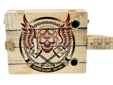 "Homemade Music" 3-string Acoustic-Electric Cigar Box Guitar - Fun to Play, Made in the USA!