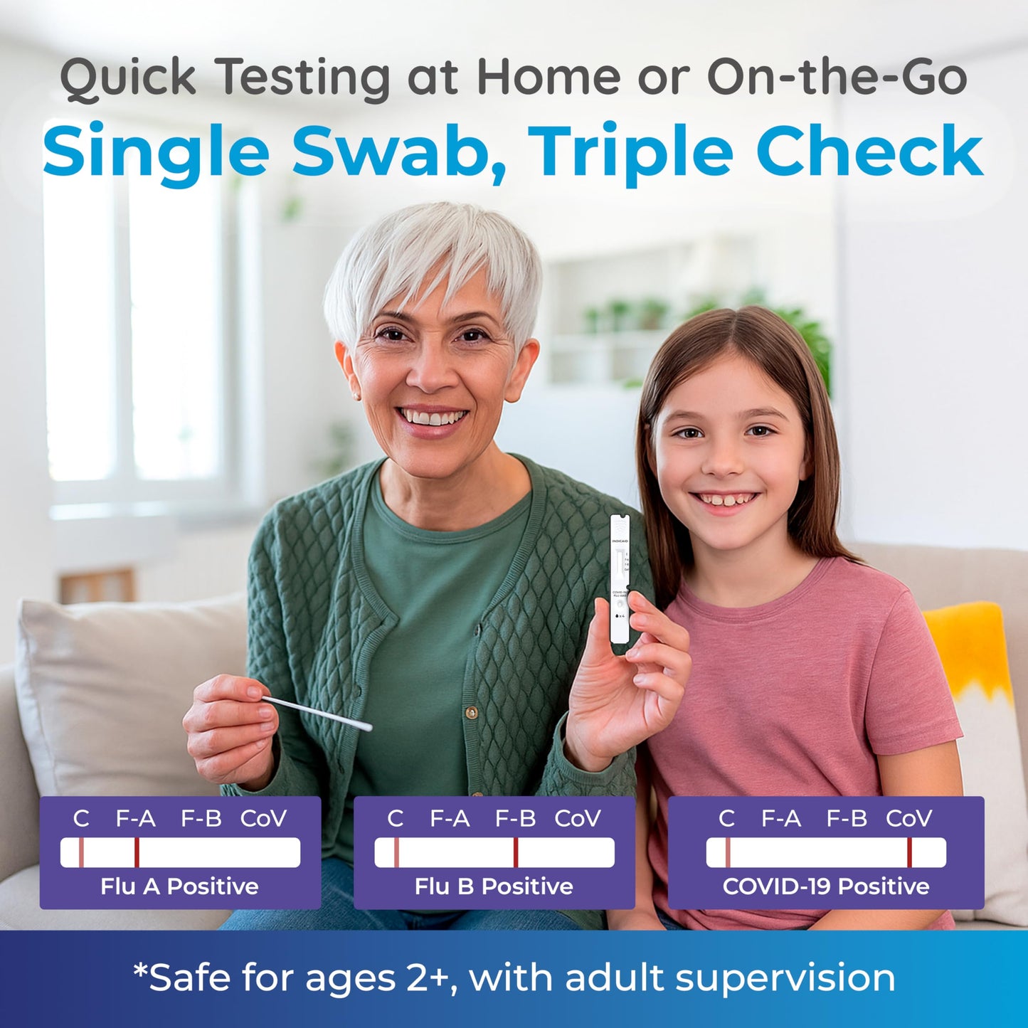 INDICAID COVID-19/Flu A and B 3-in-1 Combo Rapid Antigen Test – FDA 510(k)-Cleared - Results in 10 Minutes - Made in USA - 2 Tests - OTC for Home and Business - Easy to Use - FSA/HSA Approved Product