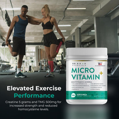 Dr Brad Stanfield Collagen Peptides + Creatine Monohydrate + Psyllium Husk + Taurine + TMG + Hyaluronic Acid + MultiVitamin & Mineral (30 Servings, Mixed Berry)