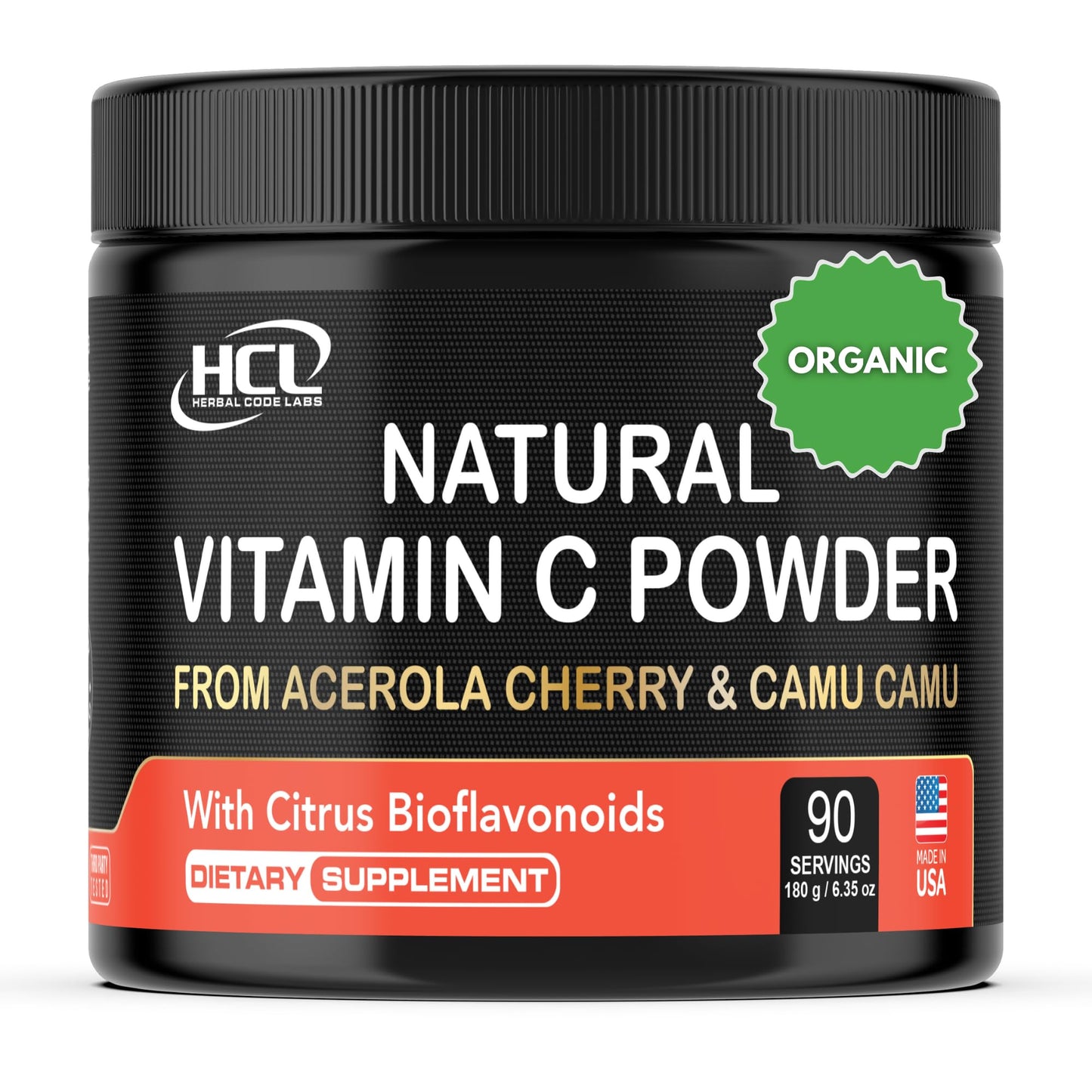 Natural Vitamin C from Organic Acerola Cherry & Camu Camu Powder - High Absorption with Citrus Bioflavonoids - Immune System & Collagen Booster - Anti Aging Skin Vitamins Made in USA 90 servings