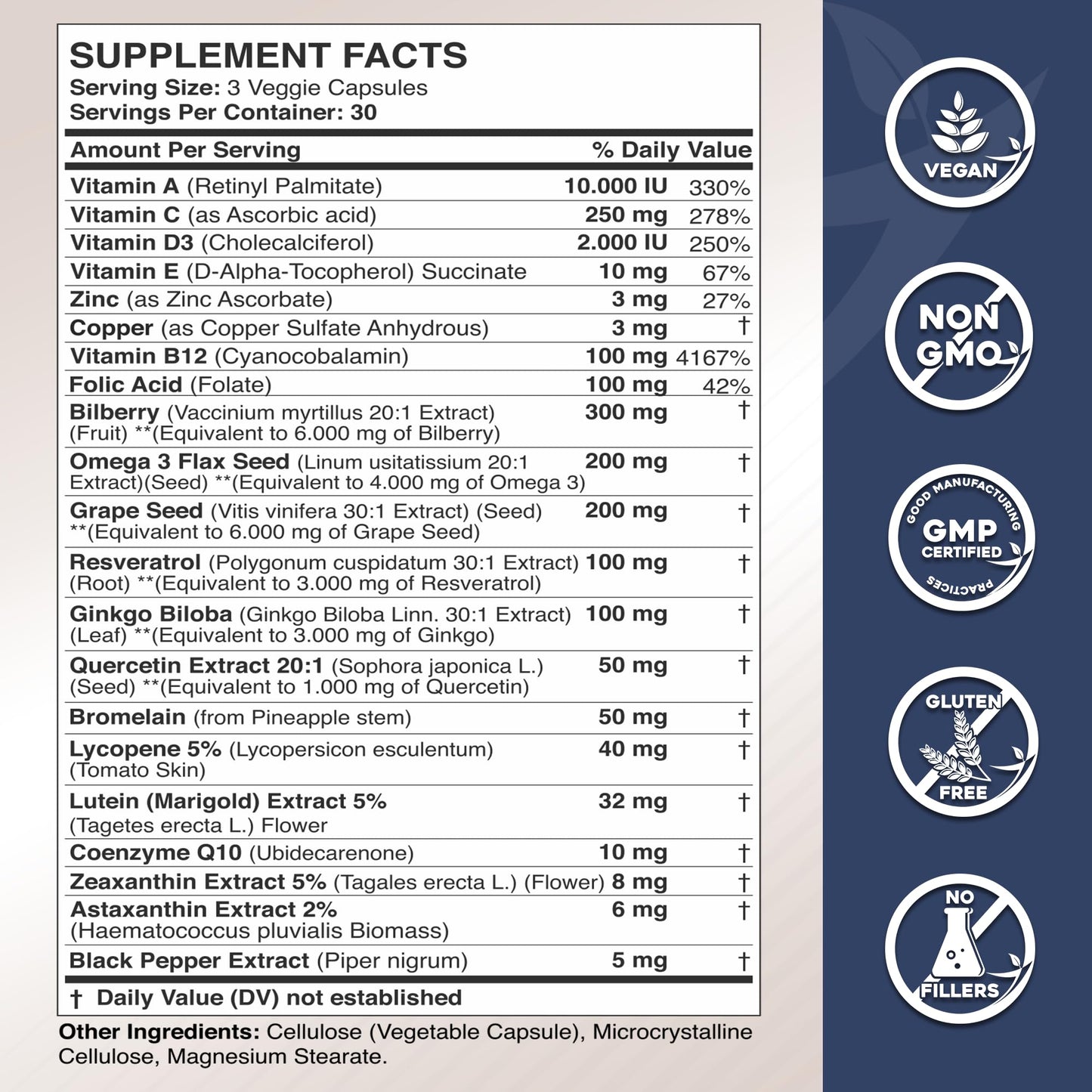 Gade Nutrition Lutein and Zeaxanthin Supplements | Astaxanthin, Omega 3, Resveratrol, Bilberry, Lycopene, Quercetin, Ginkgo Biloba, Vitamin D - Eye Health Vitamins, Eye Support, Health Vision Formula