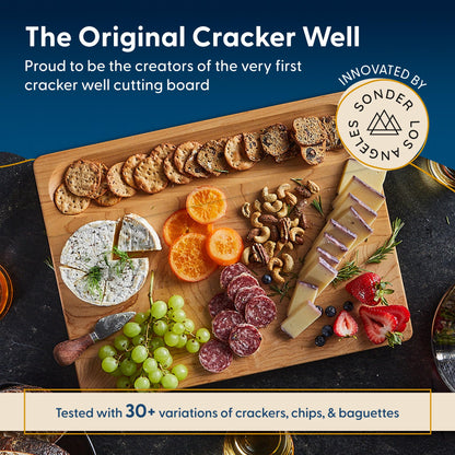 Sonder Los Angeles Winsome Maple Wood Cutting Board Made in USA | Maple Edge Grain Cutting Board for Kitchen with Juice Groove & Sorting Compartment | Gift Box Included | 17x13x1.5 in