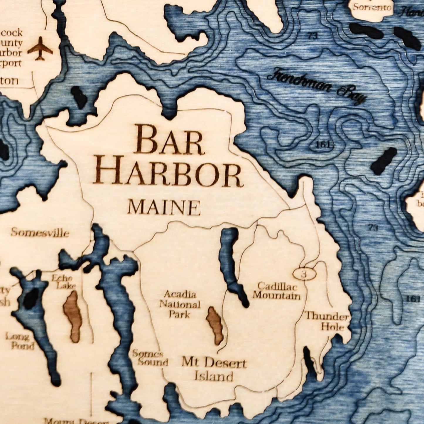 Bar Harbor Maine Wood Map Wall Art, Nautical 3D Wood Chart 13x16 Wall Art, Made in the USA, Nautical Wall Decor, Coastal Decor