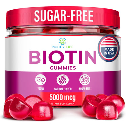 (Bulk - 120ct) Hair Growth Optimizer - Vegan Biotin Gummies - Tasty Biotin Supplement for Women & Mens Thicker Hair - Nail Growth & Strengthener for Brittle Breaking Nails & Skin Health, Gluten-Free