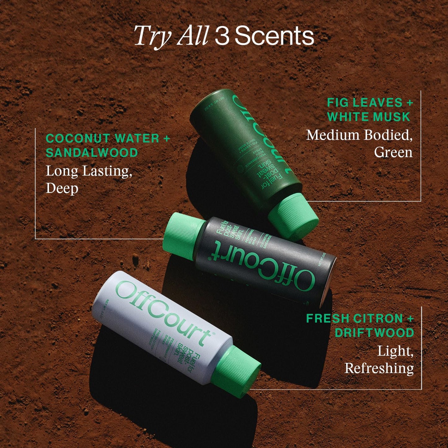 OffCourt - Natural Deodorant Body Spray for Men and Women - Aluminum Free - Whole Body Deodorant for Women and Men - Bold, Long-Lasting Coconut Water and Sandalwood Scent, 3.4 Ounce (Pack of 1)