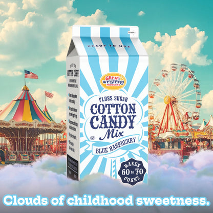 Premium America Blue Raspberry Cotton Candy Floss Sugar Carnival-Style Fluffy Fun, Pre-Mixed & Ready to Use for Parties, Events & Festivals 3.25 lb Cartons Case of 3