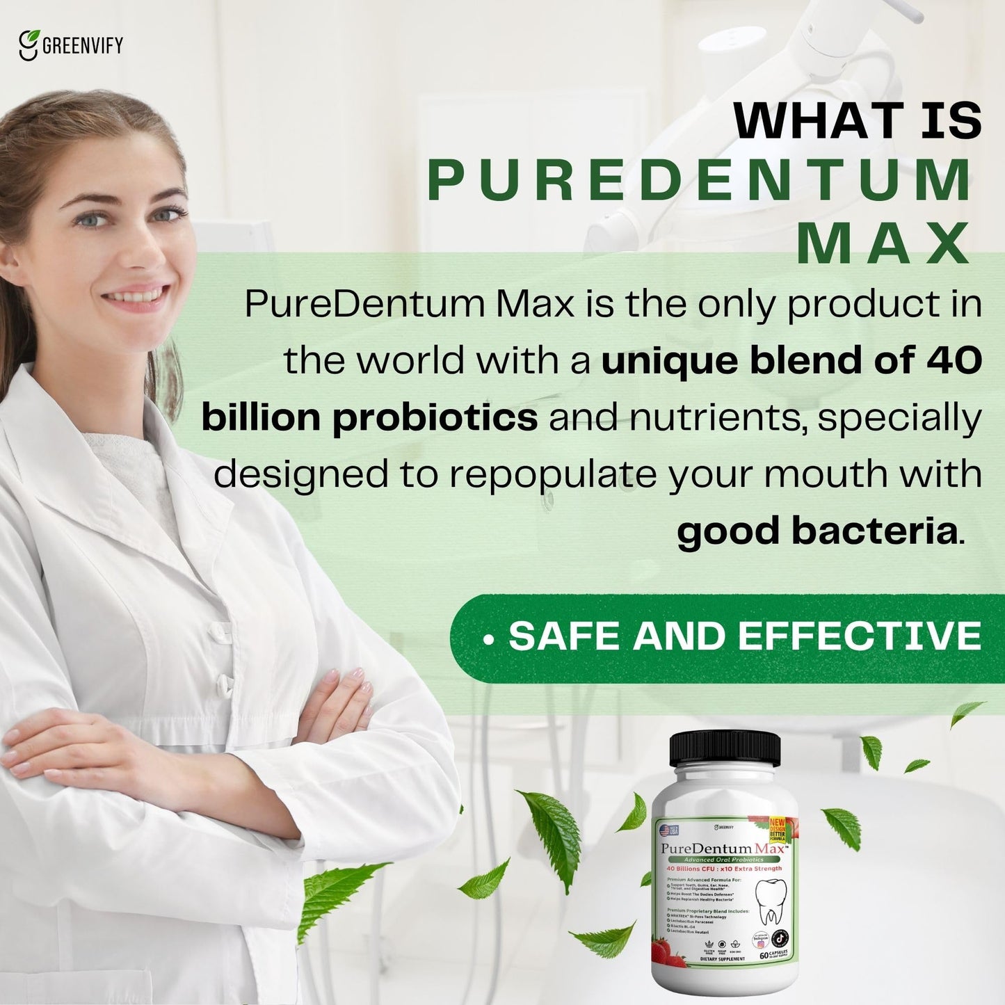 Puredentum Max Prodentim for Gums and Teeth Health & Fresh Breath - 40 Billion CFU Advanced Oral Probiotics for Mouth Bad Breath, Capsule Supplement (1)