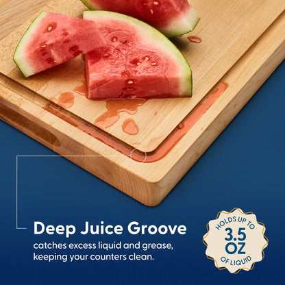 Sonder Los Angeles Winsome Maple Wood Cutting Board Made in USA | Maple Edge Grain Cutting Board for Kitchen with Juice Groove & Sorting Compartment | Gift Box Included | 17x13x1.5 in