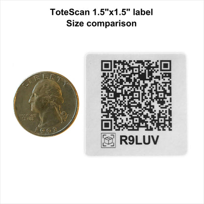 ToteScan Intelligent QR Labels for Organization/Moving/Storage (60 Unique Sets of 4 Labels, to Place on All 4 Sides of Your Box/Container) 1.5"x1.5" Size